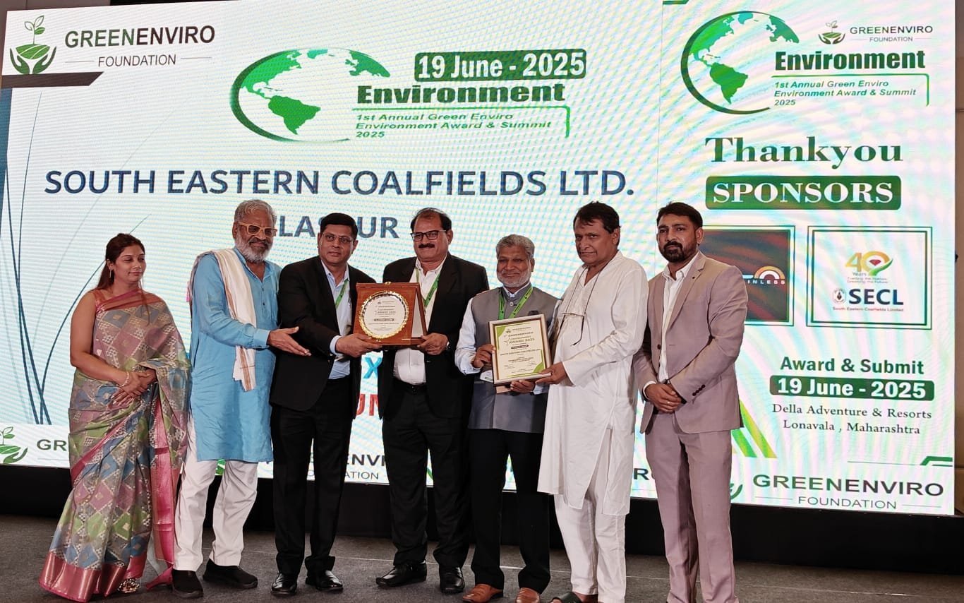 एसईसीएल को पर्यावरण के क्षेत्र में उत्कृष्ट योगदान के लिए मिला “प्लैटिनम अवार्ड”
